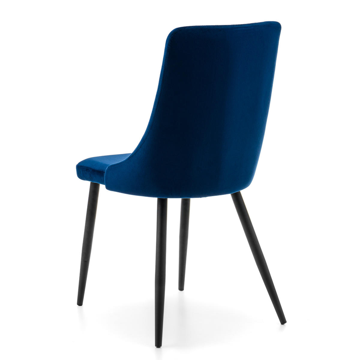 STUHL UNO gepolstert - dunkelblau - Samt Velours - Schwarz/Dunkelblau, Textil/Metall (48/95/57cm) - NEW HOME