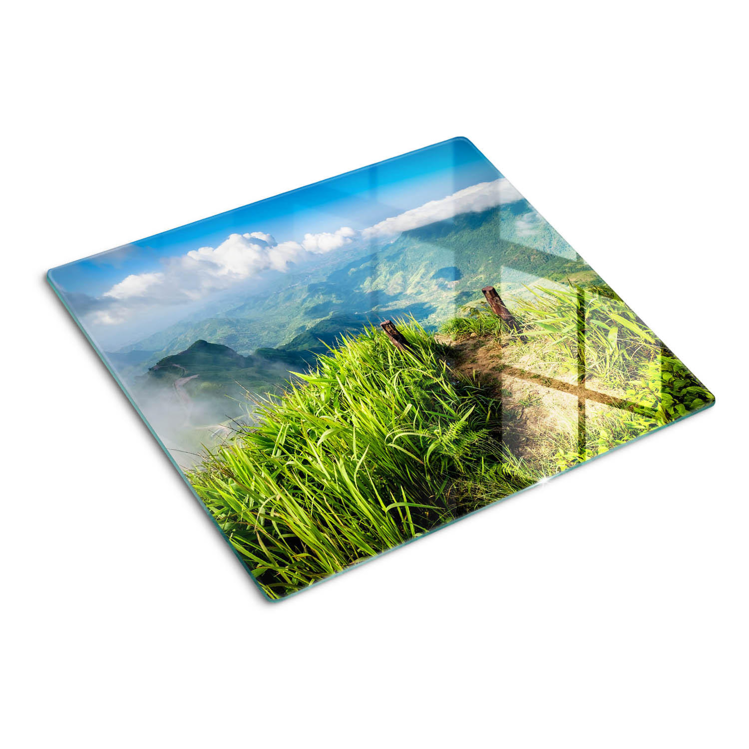 GLASPLATTE 60x52 cm Die Spitze des Pfades - Grün, Glas (60/0.4/52cm) - TULUP