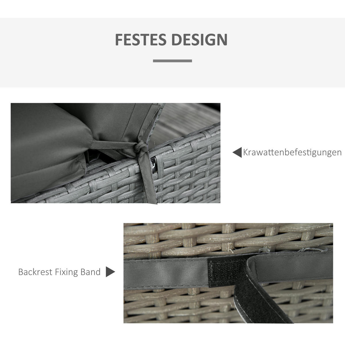 AUFLAGE für Sonnenliege 2er Set - Dunkelgrau, Kunststoff (55/8/196cm) - Outsunny