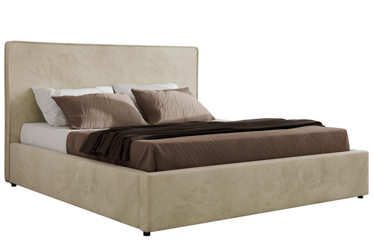 POLSTERBETT CORIVO CLASSIC 160/200 - Beige Velvet - Multipocket-Matratze - Beige, Textil (160/200cm) - MKS
