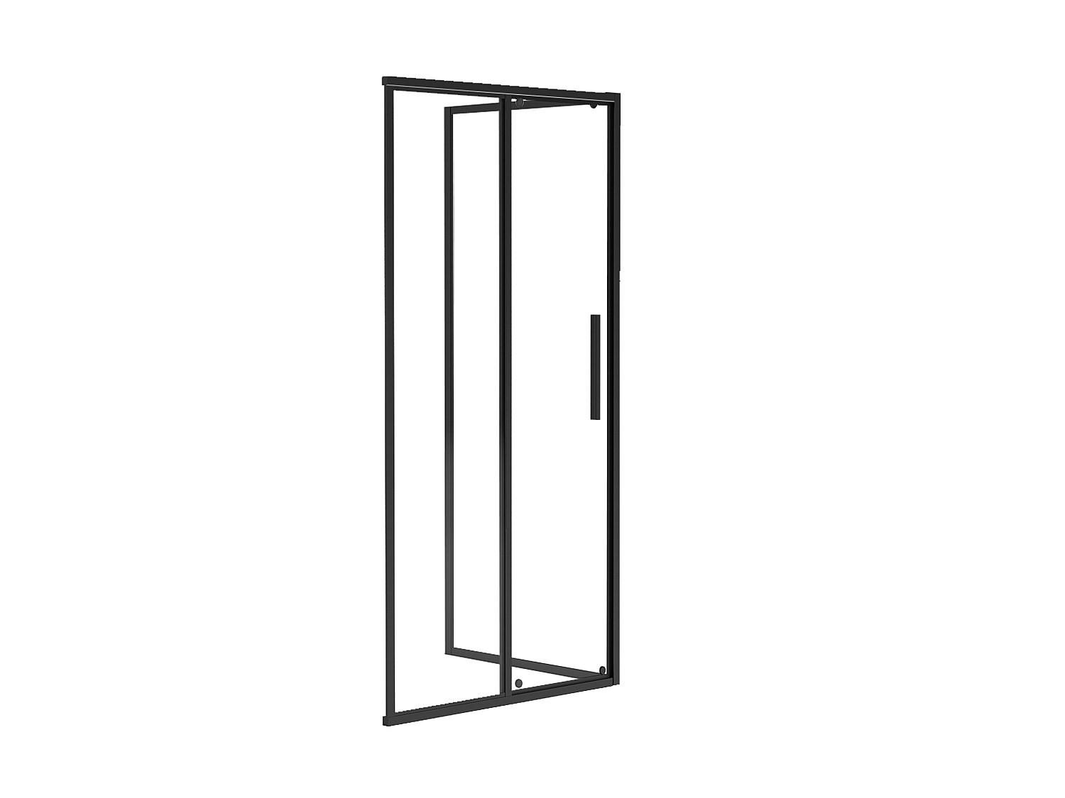 DUSCHWAND - 100 cm x 80 cm - metall - schwarz Toroni - Schwarz, Glas/Metall (100/195cm) - Vente-Unique