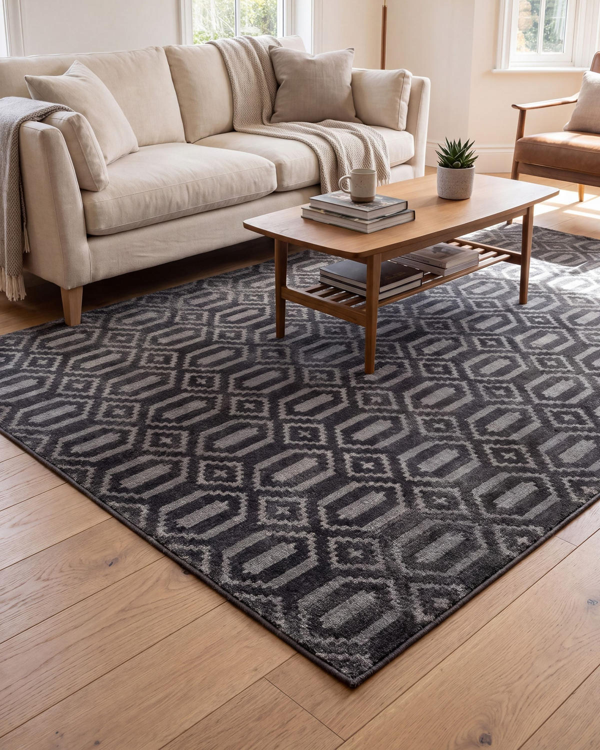 KURZFLOR-TEPPICH Adatepe 230/160 cm - Grau, Naturmaterialen (160/230cm) - Beliani