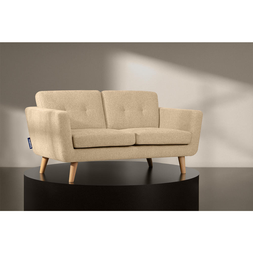 Thumbnail - Konsimo® 2-Sitzer-Sofa, Creme, Braun, Textil, 88x80x153 cm, Wohnzimmer, Sofas & Couches, Sofas, 2-Sitzer Sofas