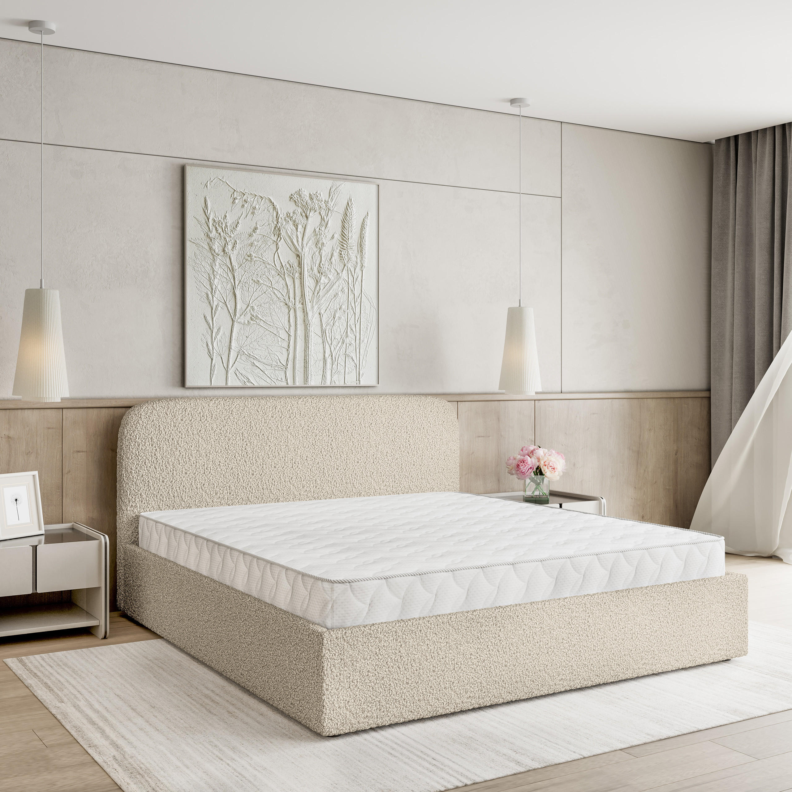 POLSTERBETT RENIVE 160x200 cm mit Bettkästen - Beige - Beige, Holz (160/200cm) - MASSENO