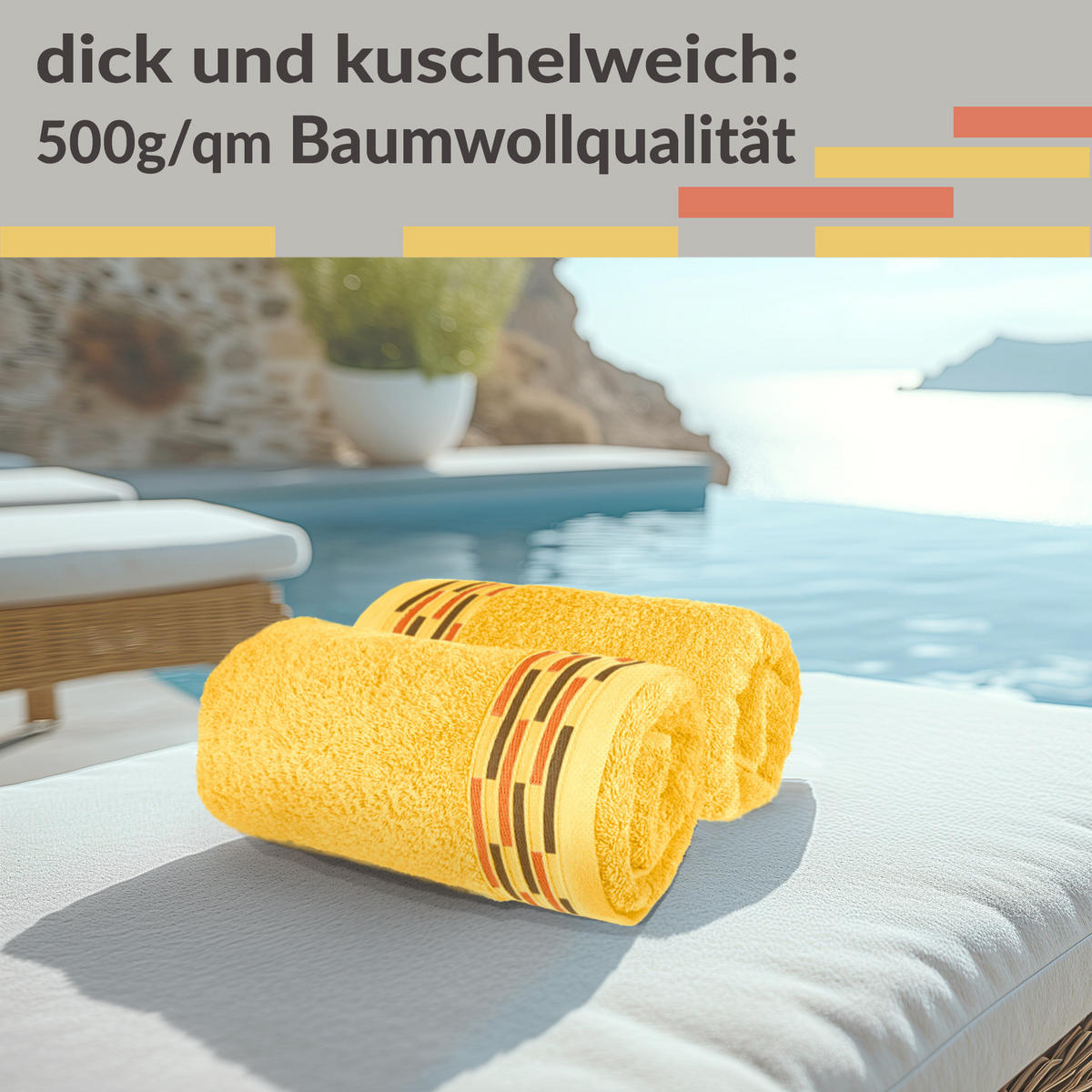 HANDTUCH Lugano Gelb 2er 50x100 cm - Gelb, Textil (50/100cm) - Lashuma