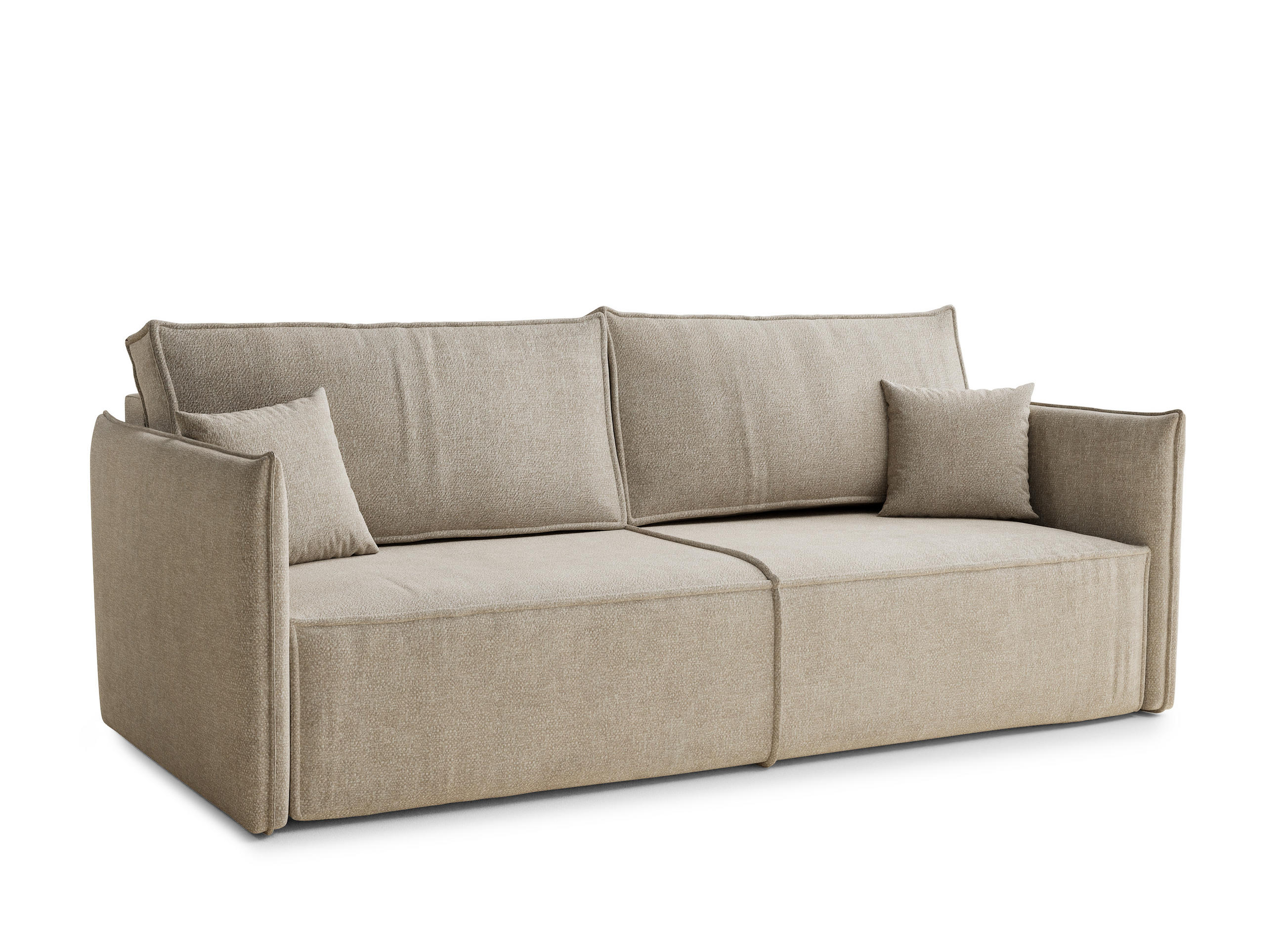 SOFA MIT SCHLAFFUNKTION Obra Beige Chenille-Stoff - Beige/Schwarz, Holz/Holzwerkstoff (220/70/107cm) - Maison de Reve