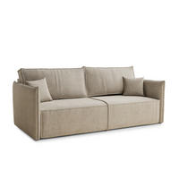 SOFA MIT SCHLAFFUNKTION Obra Beige Chenille-Stoff - Beige/Schwarz, Holz/Holzwerkstoff (220/70/107cm) - Maison de Reve