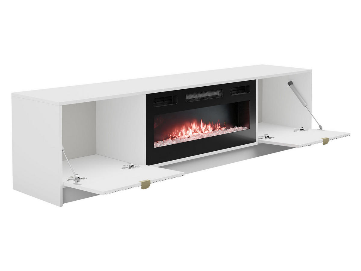 TV-LOWBOARD Tireno EF mit Elektrische Kamin - Goldfarben/Schwarz, Holzwerkstoff/Metall (182/48/40cm) - MIRJAN24