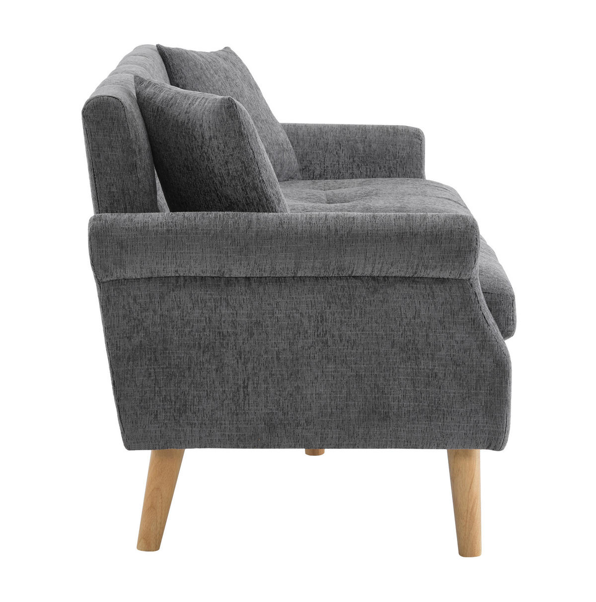SOFA od ženilje, 162/74/77 cm siva, dvosjed s jastucima - siva, tekstil (77/162/74cm) - BEAOK