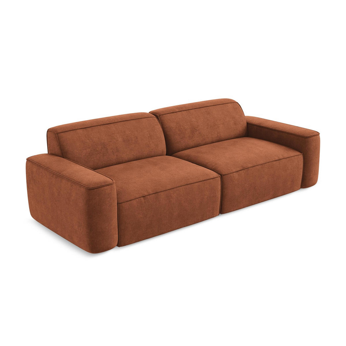 4-SITZER-SOFA Chenille Stoff Orange - Terracotta/Schwarz, Holzwerkstoff/Kunststoff (244/70/102cm) - LaMiaSofa