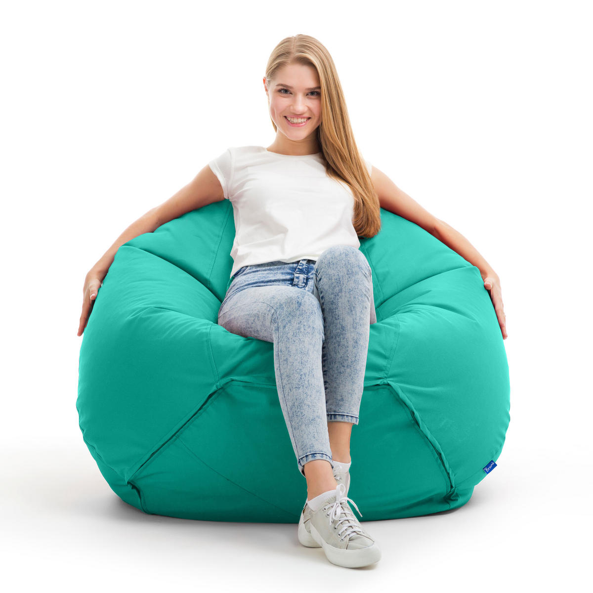 SITZSACK Classico L türkis - Türkis, Kunststoff (90/90/90cm) - Bruni