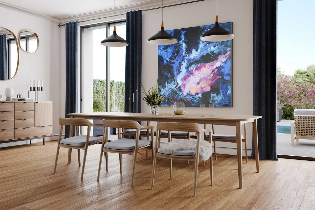 XXL ÖLGEMÄLDE Blau 150/150 cm - Blau/Pink, Textil (150/150cm) - KUNSTLOFT