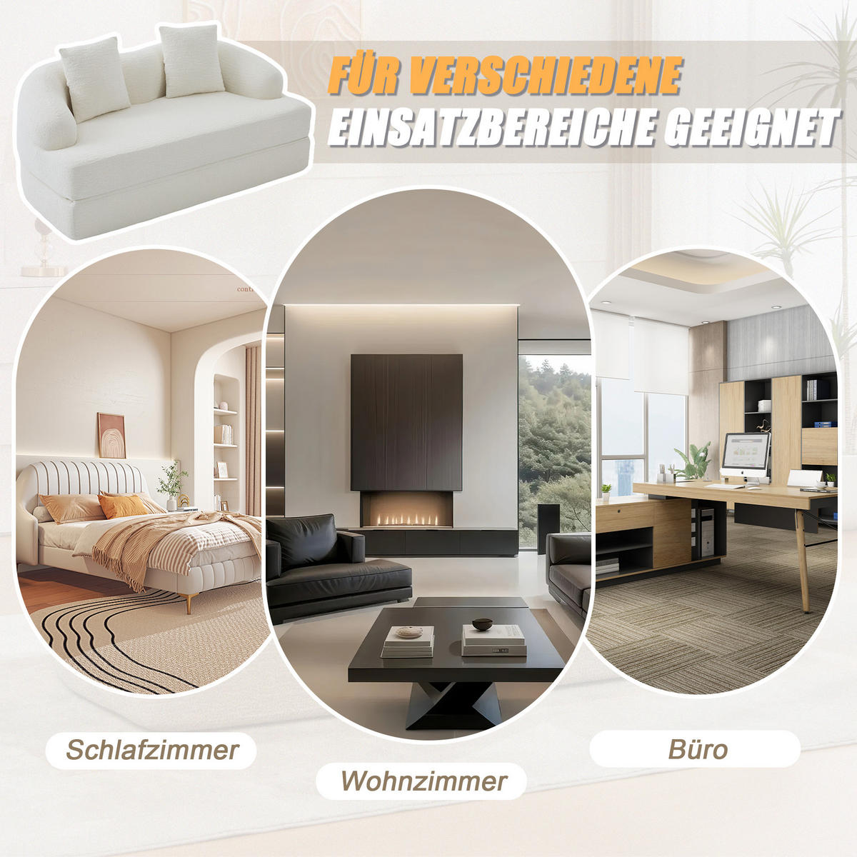 SCHLAFSOFA, 2 Sitzer aus Chenille, Klappsofa Bodensofa mit Schlaffunktion, Beige - Beige, Textil (157/44/153cm) - LVHOM