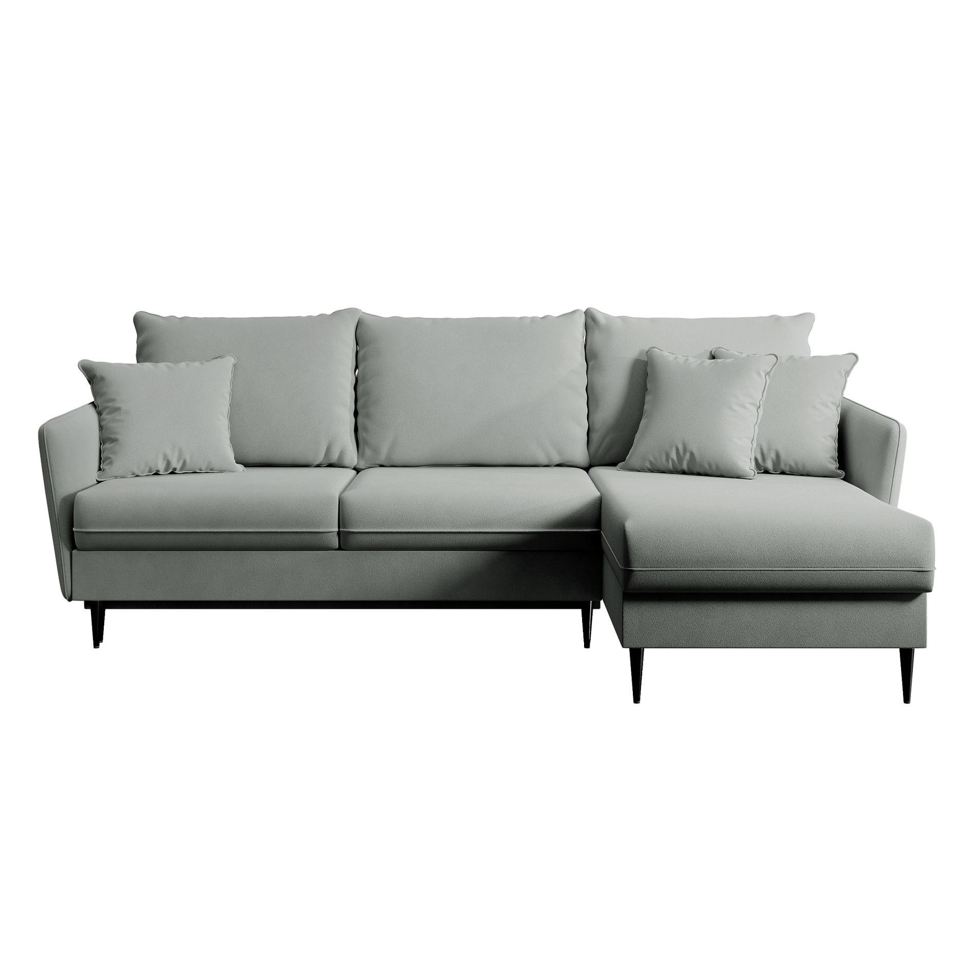 ECKSOFA Volio Grau Samt 223 cm - Schwarz/Grau, Textil/Metall (223/145cm) - Selsey