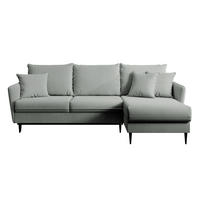 ECKSOFA Volio Grau Samt 223 cm - Schwarz/Grau, Textil/Metall (223/145cm) - Selsey