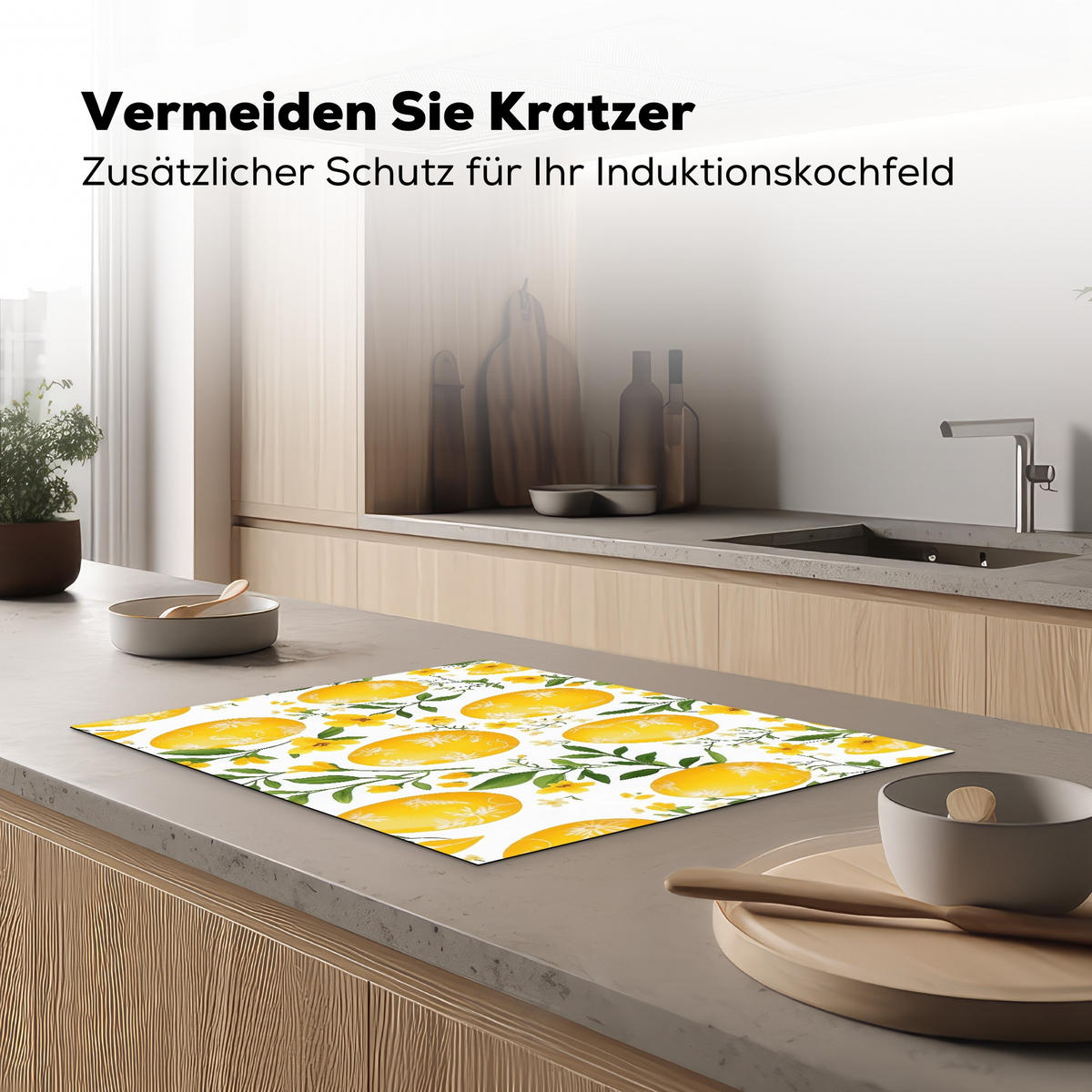 HERDABDECKPLATTE Blumen - Ostereier - Gelb Herdabdeckung Induktionsfeld 70x52 cm - Gelb, Kunststoff (70/52/0.2cm) - MuchoWow