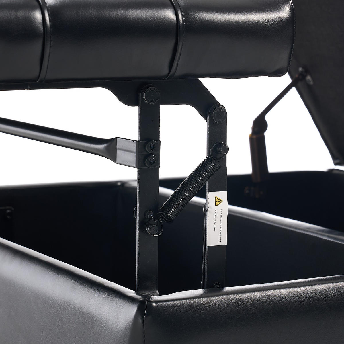 HOCKER Couchtisch,Aufbewahrungsstuhl,höhenverstellbar,PU-Leder,Schwarz - Schwarz, Metall (75/41/75cm) - LVHOM