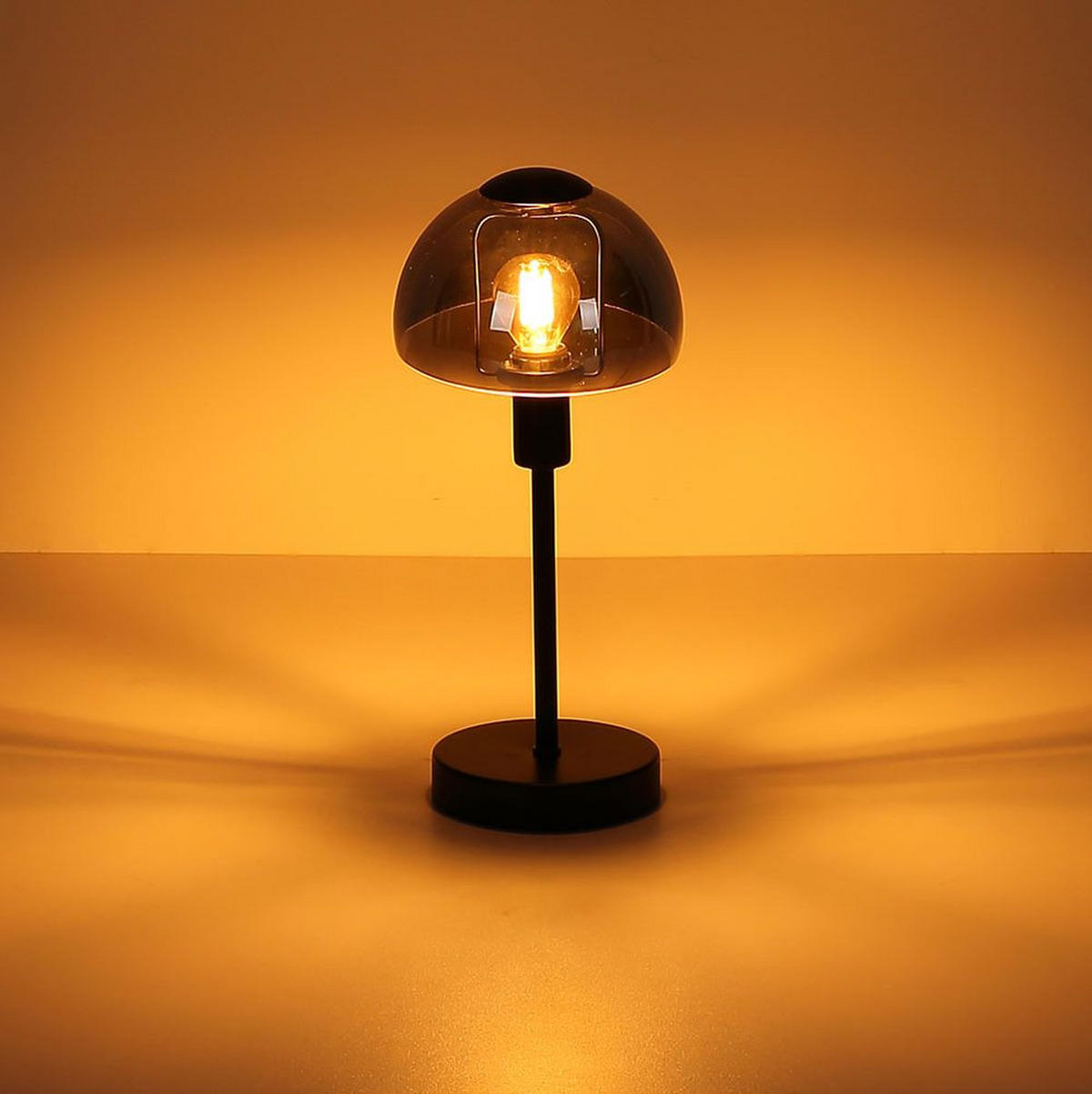 LED TISCHLEUCHTE KOKKINI Rauchoptik Schwarz - Schwarz, Glas (15/15/32cm) - Globo Lighting