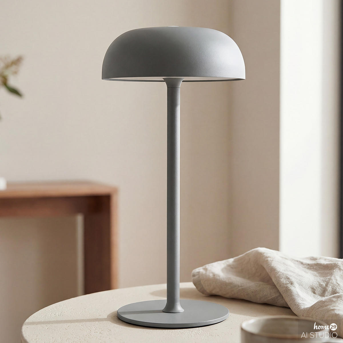 AKKU-TISCHLEUCHTE - Eisen - Grau - Grau, Metall (14/14/30cm) - home24