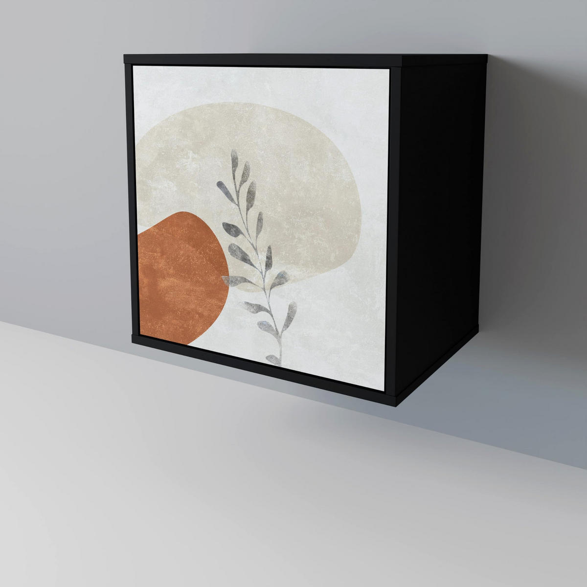 SIDEBOARD TRANQUIL TWIG, Schwarz, 57,5x42x70,5 cm, Schwarze Metall-Sternfüße - Multicolor/Schwarz, Holzwerkstoff/Metall (57.5/70.5/42cm) - SpaceRebels