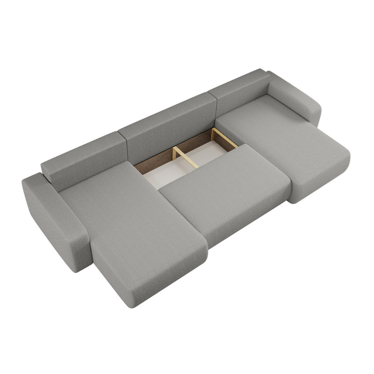 ECKSOFA U-Form Mit Schlaffunktion Und Bettkasten MILANO Stoff Grau - Grau, Holz (312/145cm) - Kaiser Möbel