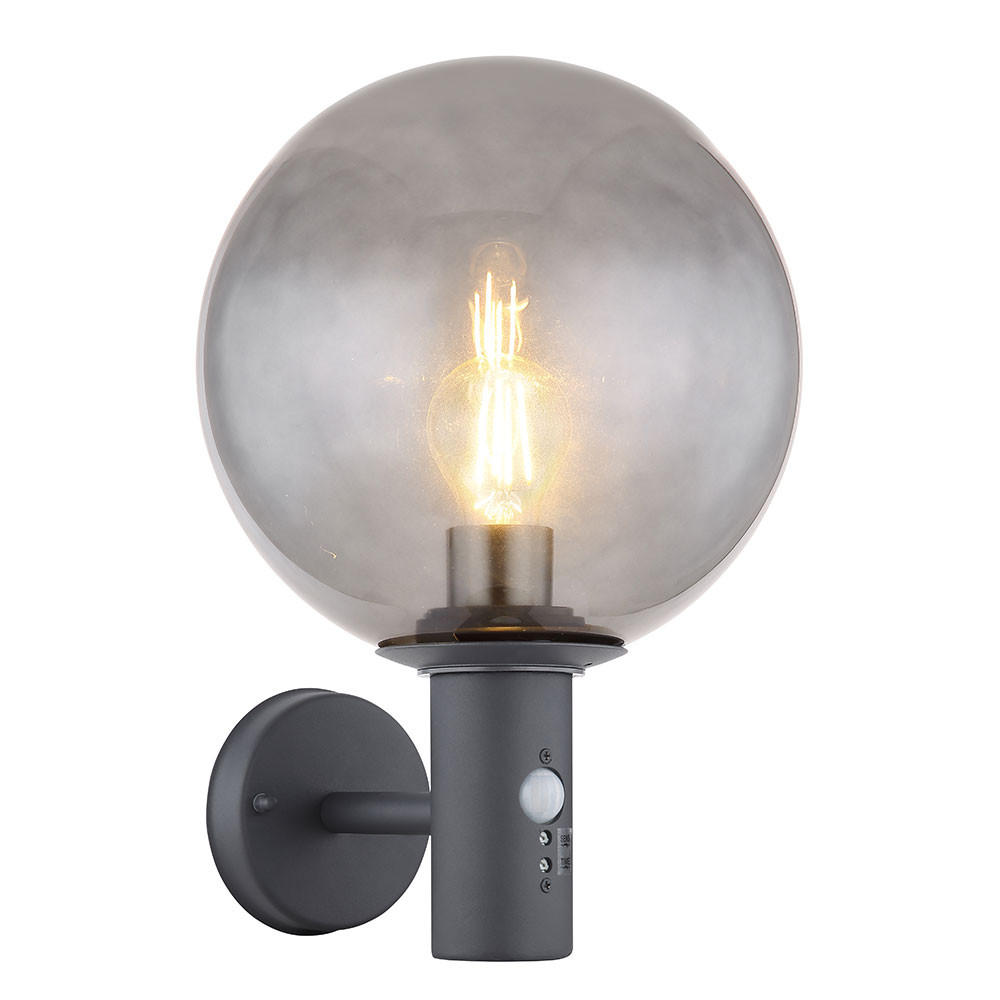 LED AUSSEN-WANDLEUCHTE HEDWIG Anthrazit Glas rauch - Anthrazit, Glas (26.5/37/25cm) - Globo Lighting