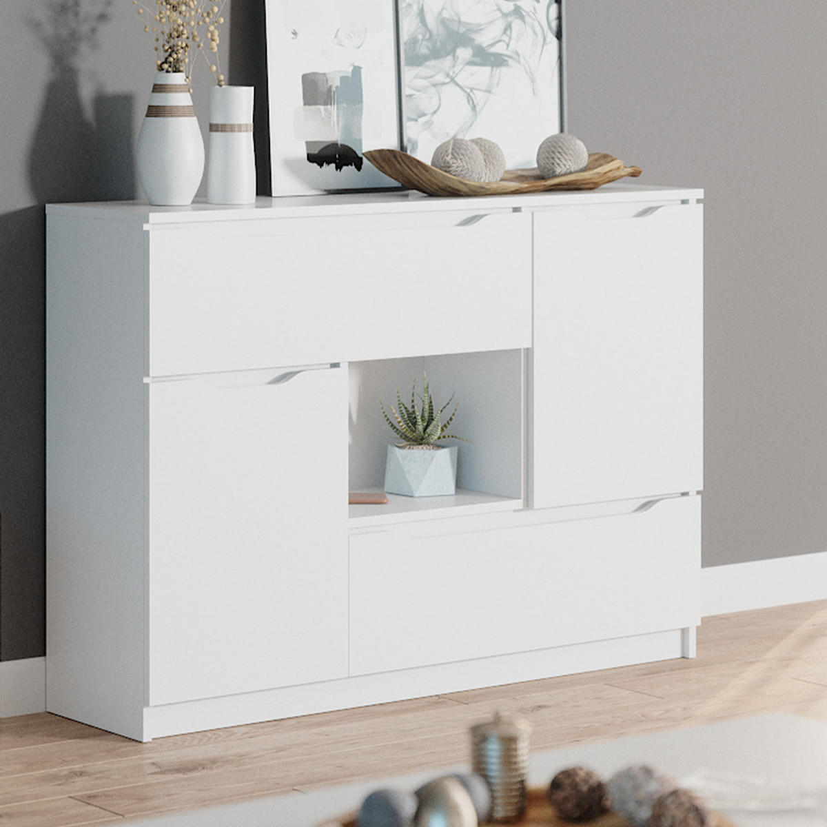 KOMMODE Ruben Weiß 120 x 84 cm - Weiß, Holzwerkstoff (120/84/30cm) - Vicco