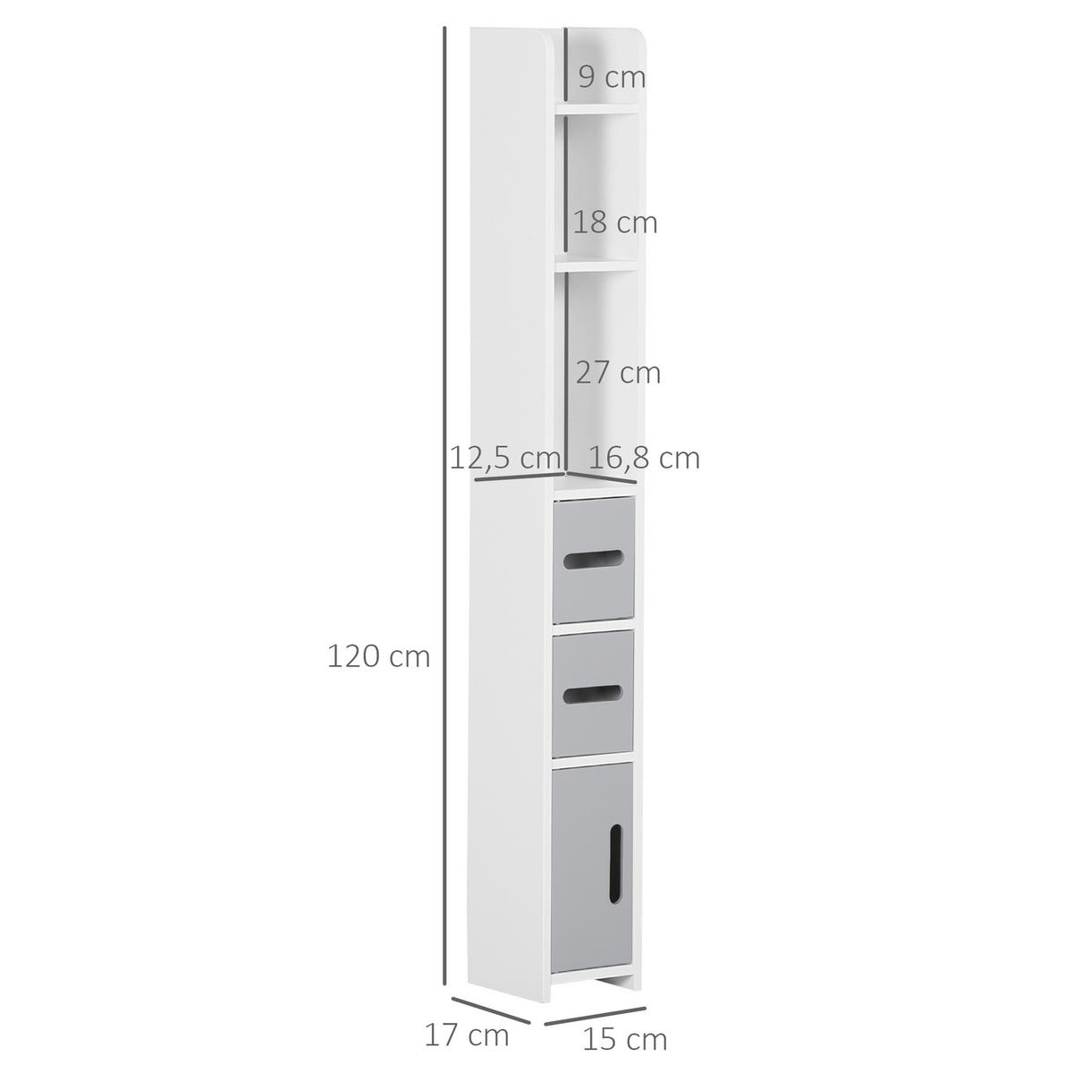 HOCHSCHRANK DE-12432 15/17/120 cm Grau - Grau, Holzwerkstoff (17/120/15cm) - ComfortXL