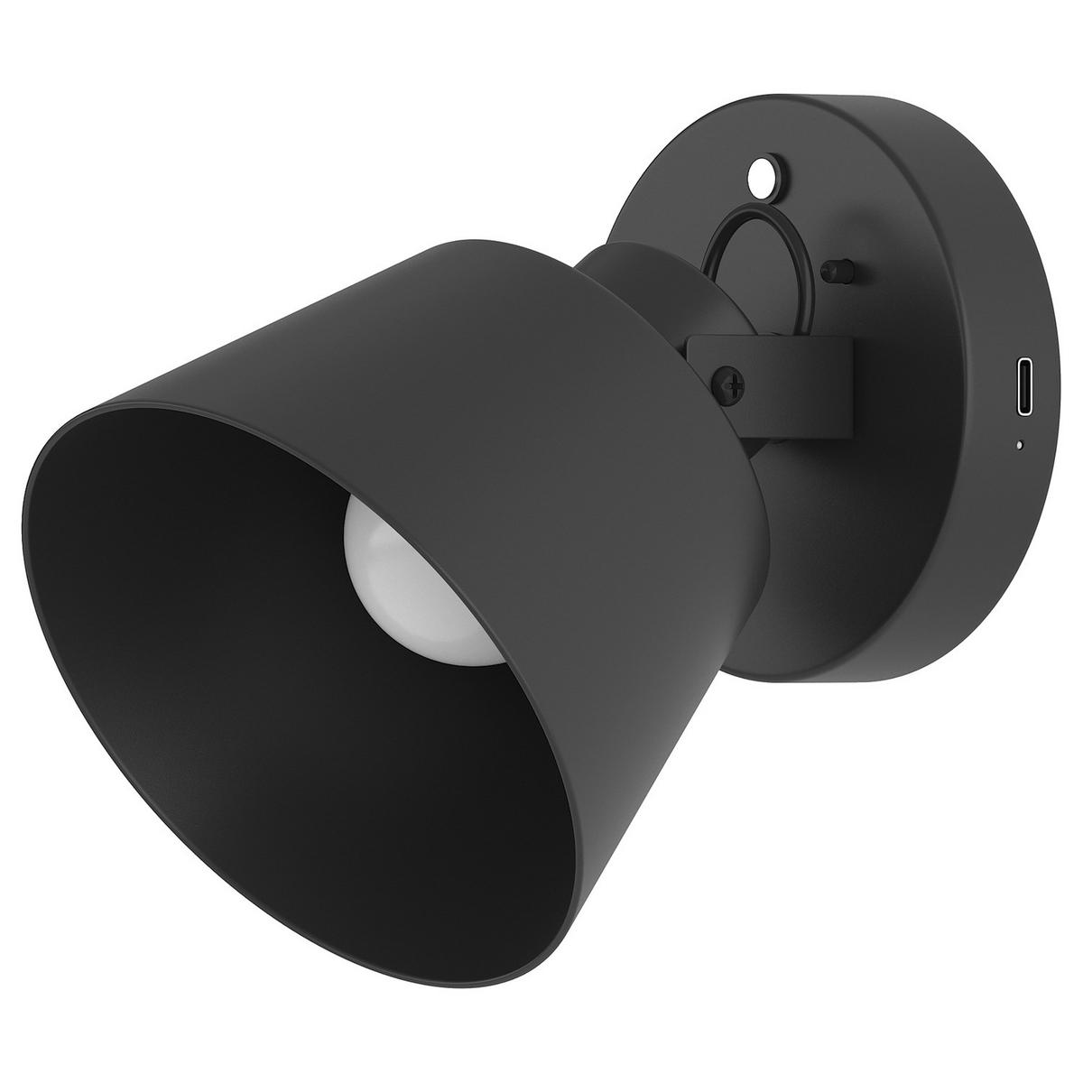 AKKU-WANDLEUCHTE inkl. Fernbedienung - 3-Stufen-Dimmer - Eisen - Schwarz, Metall (12/15/16cm) - home24