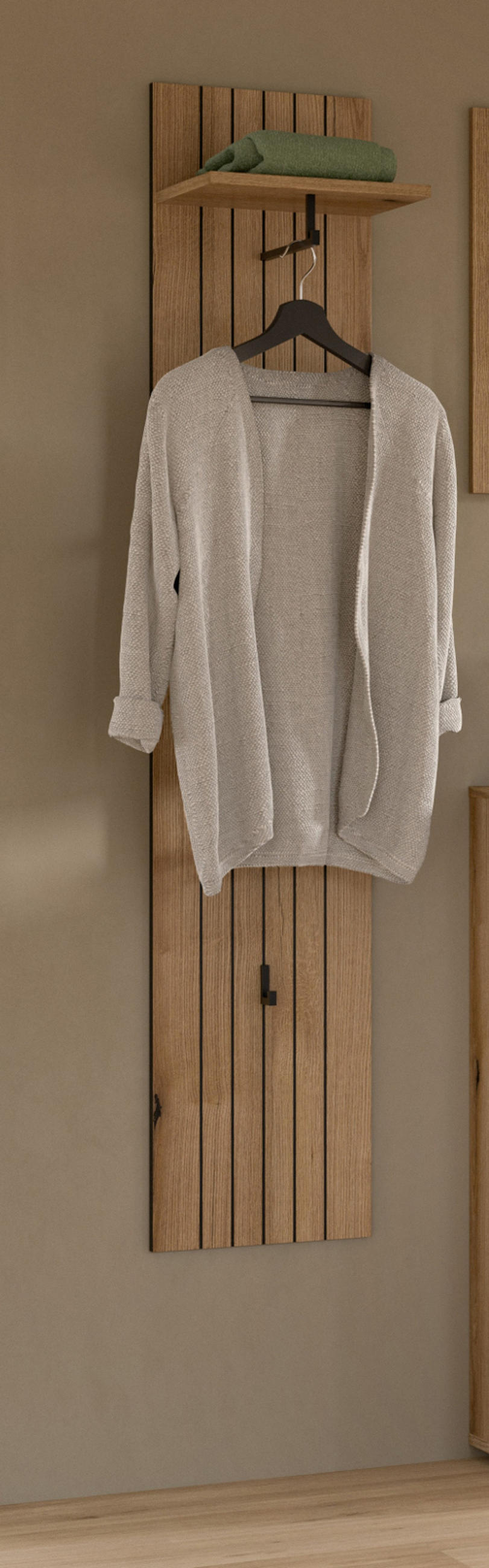 GARDEROBENPANEEL Evoke Eiche 31 x 160 cm, Wandgarderobe mit Kleiderstange - Eiche Artisan, Glas/Holzwerkstoff (31/160/27cm) - Inn.Furn