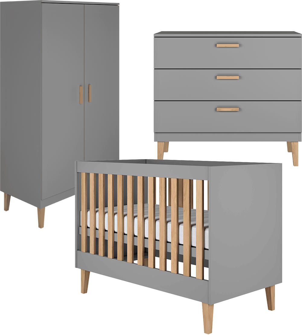 SOBA ZA BEBE 3-dijelniKubi Sivi - siva, drvni materijal (66/90/124cm) - Petits-meubles