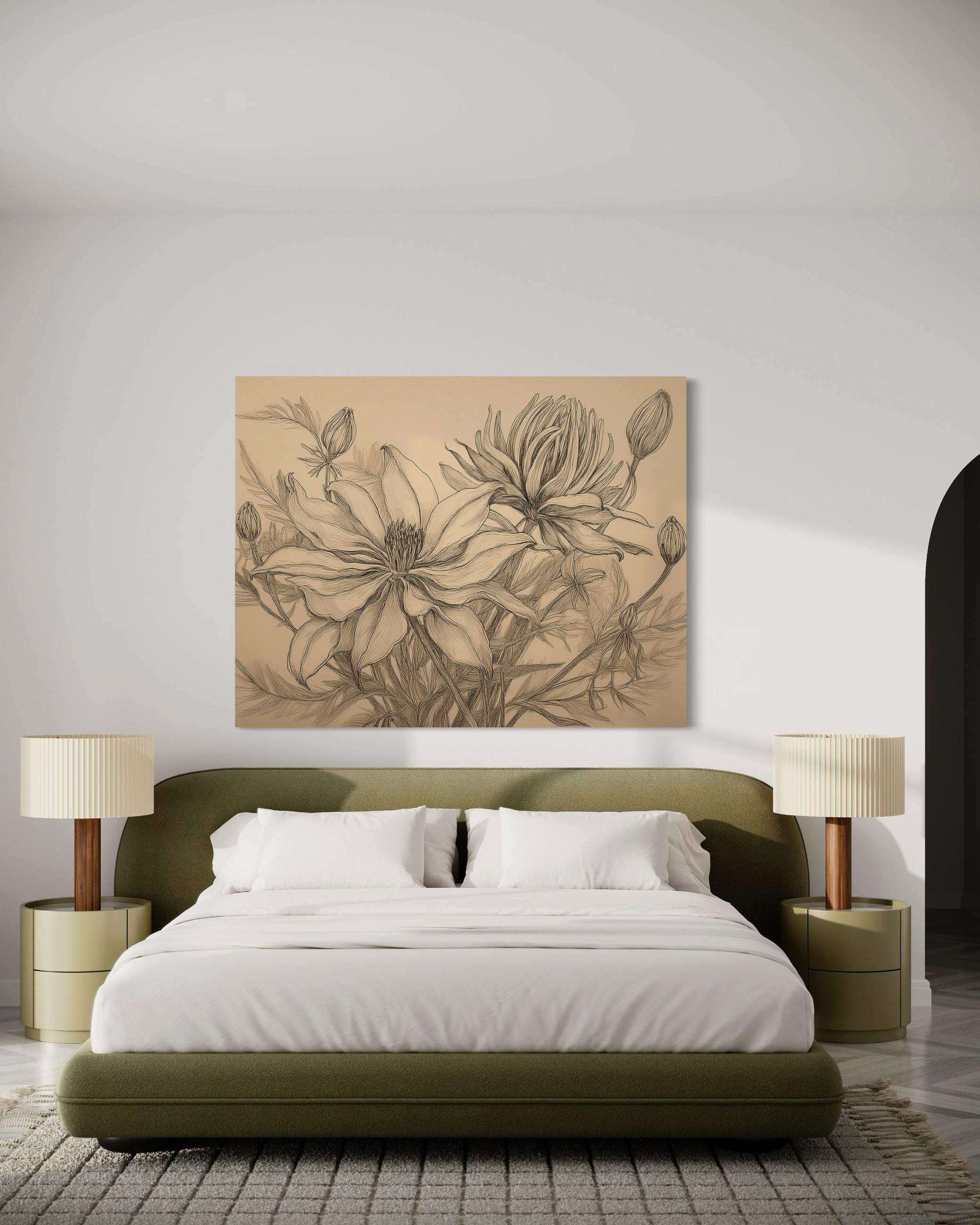 WANDBILD blumen pflanzen beige - Beige, Textil (60/40cm) - Feeby