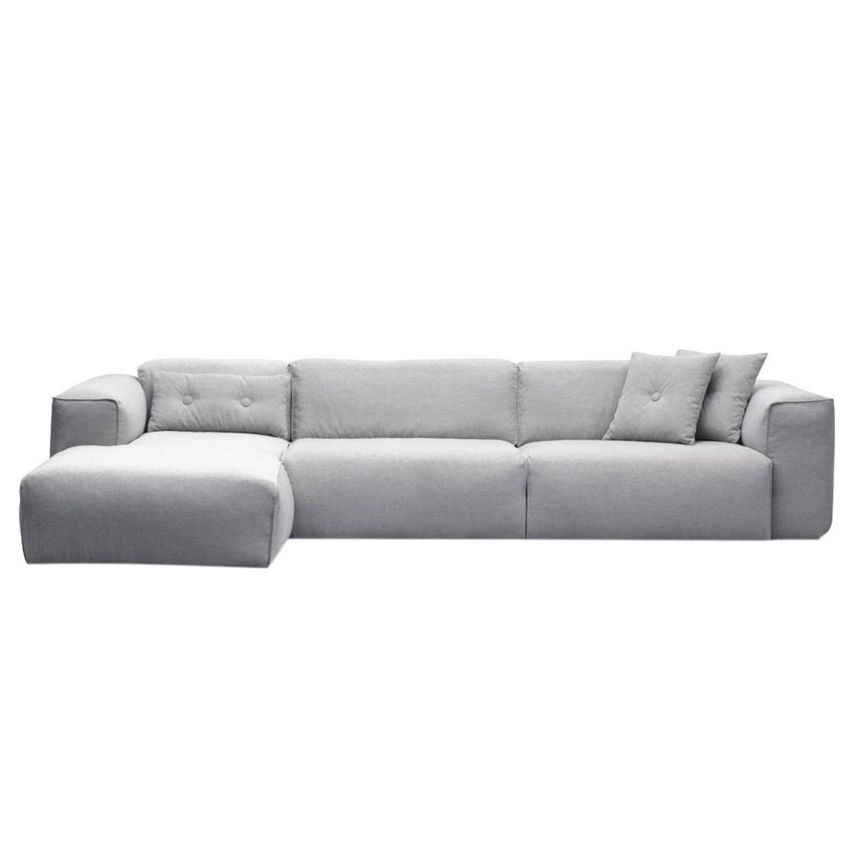 3-SITZER ECKSOFA mit Longchair - Hellgrau/Schwarz, Kunststoff/Textil (317/173cm) - home24