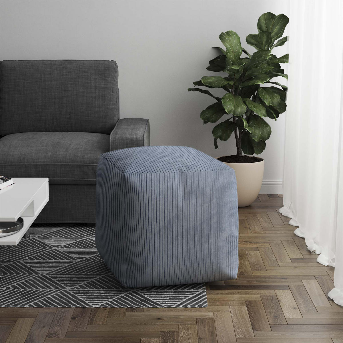 SITZSACK CUBE Baltic Sea - Blau/Blaugrau, Textil (60/60/60cm) - Dreamroots