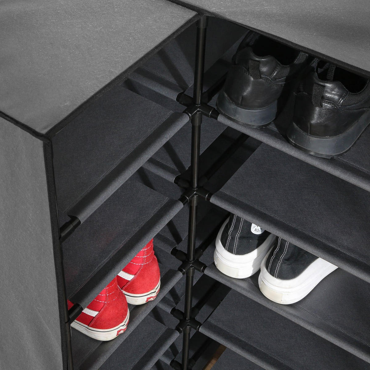 ECK-SCHUHSCHRANK - H107 cm - Grau, Textil (30/107/60cm) - Calicosy