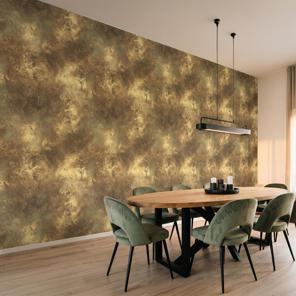 TAPETE - Antik - Metallic-Look - Gold - 500x260 cm - Messingfarben, Papier (500/260cm) - OnlyWow