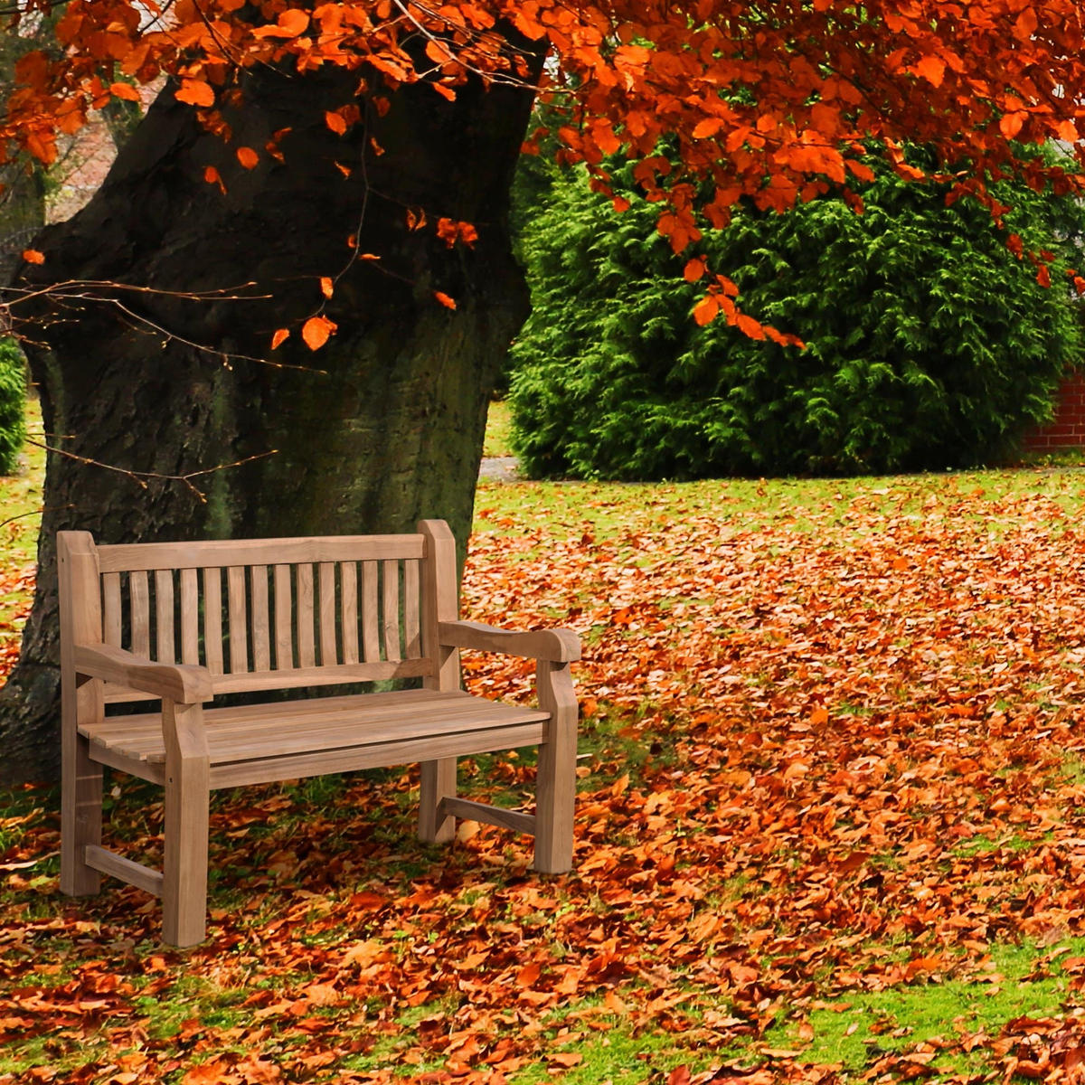 GARTENBANK Teakbank Degad Holz Teak Holzbank 120cm - Teakfarben, Holz (120/93/61cm) - DELUKE
