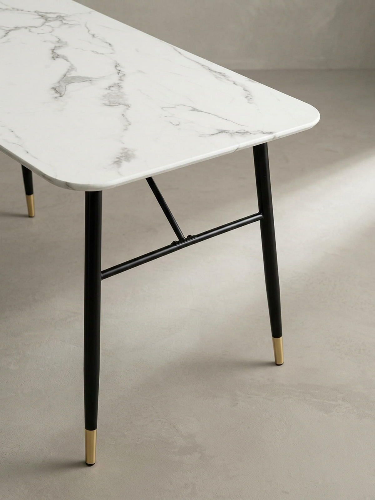 ESSTISCH Marmoroptik Metall Rechteckig Modern Klein, Weiß 160x80x76 cm - Goldfarben/Weiß, Holzwerkstoff/Metall (80/160/76cm) - KADIMA DESIGN