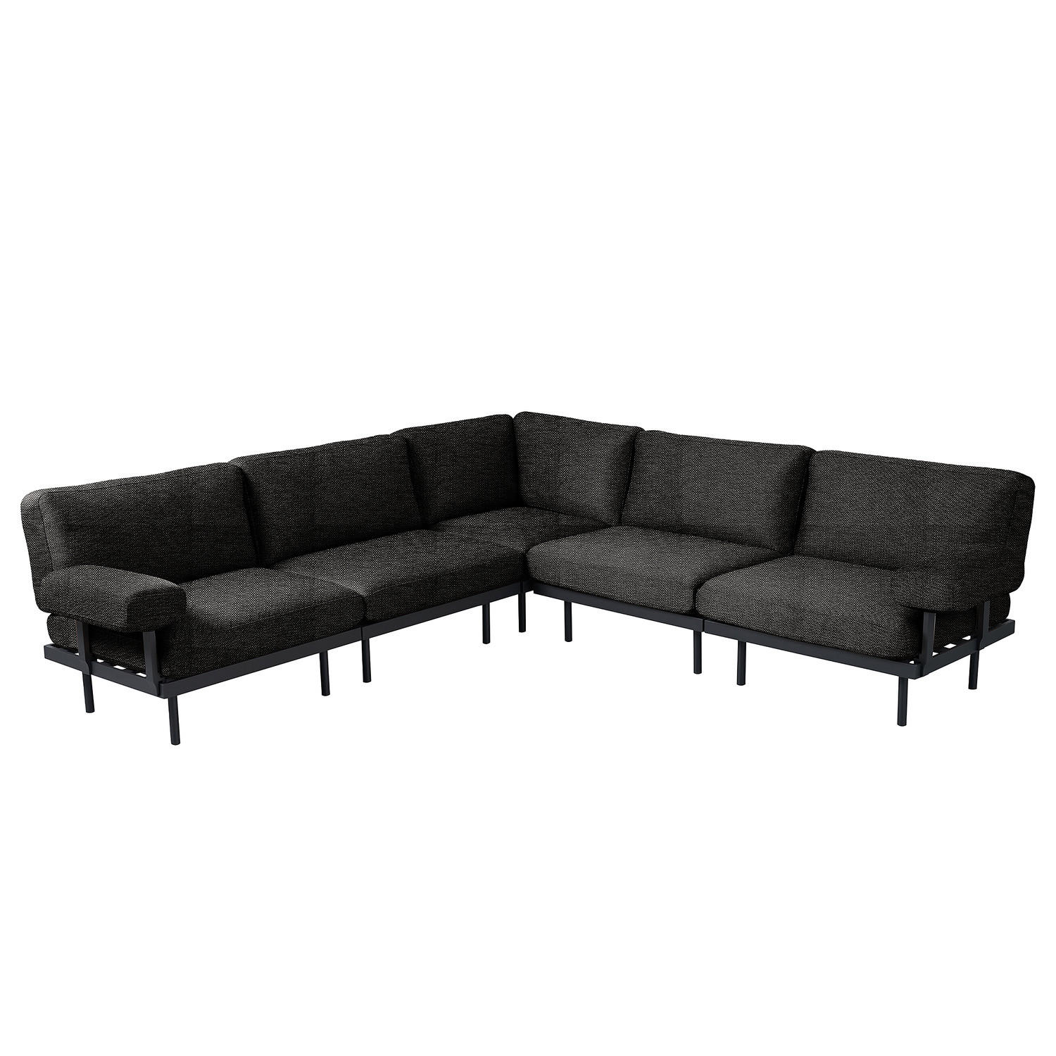 OUTDOOR-ECKSOFA - Schwarz, Textil/Metall (273/80/273cm) - home24