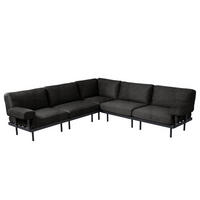 OUTDOOR-ECKSOFA - Schwarz, Textil/Metall (273/80/273cm) - home24