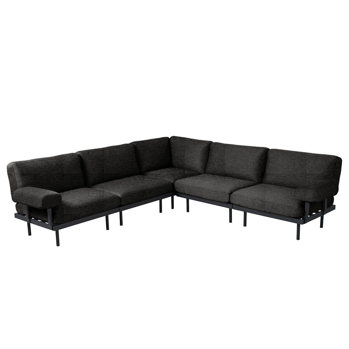 OUTDOOR-ECKSOFA - Schwarz, Textil/Metall (273/80/273cm) - home24