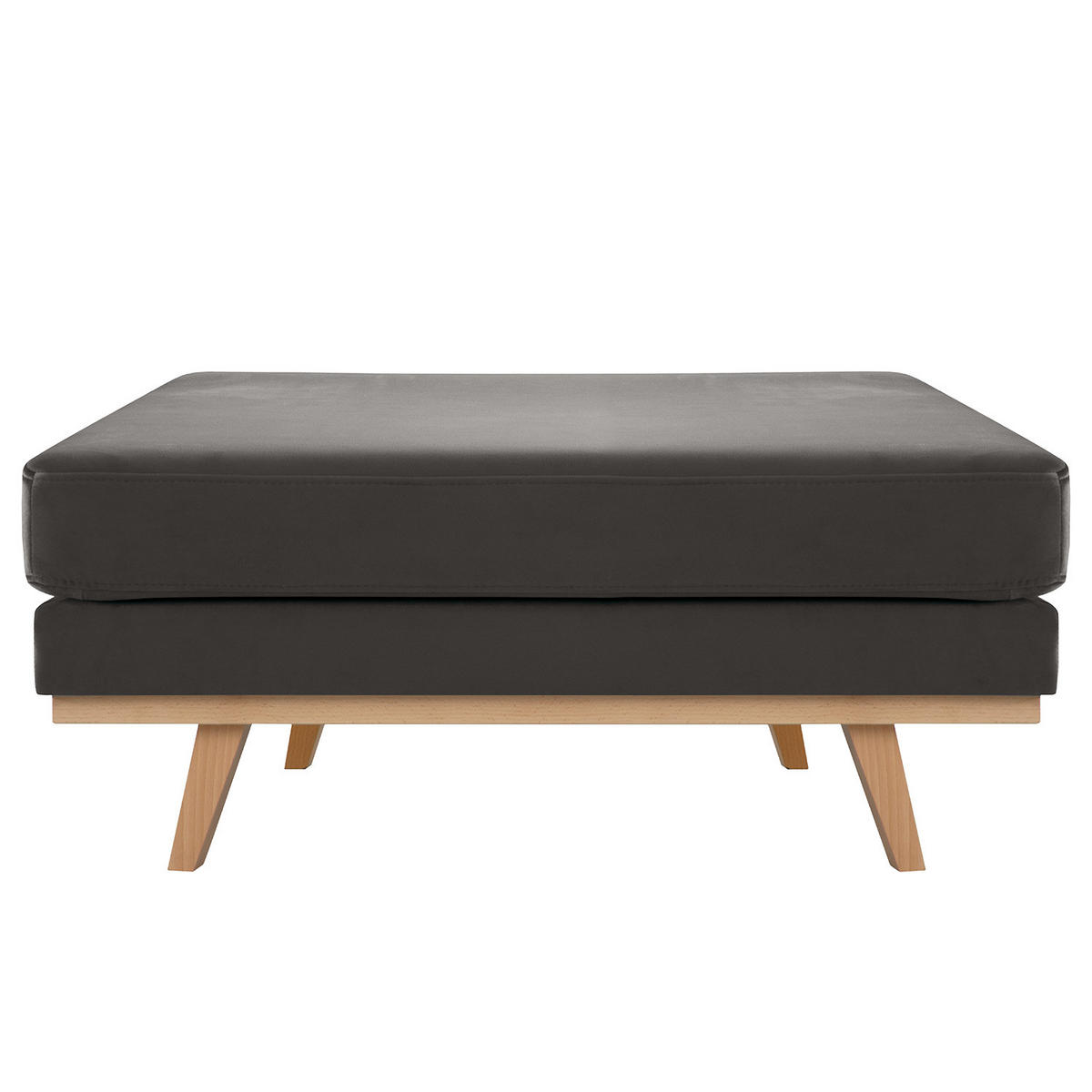 POLSTERHOCKER - Dunkelgrau/Buchefarben, Buchenholz/Textil (85/43/60cm) - home24