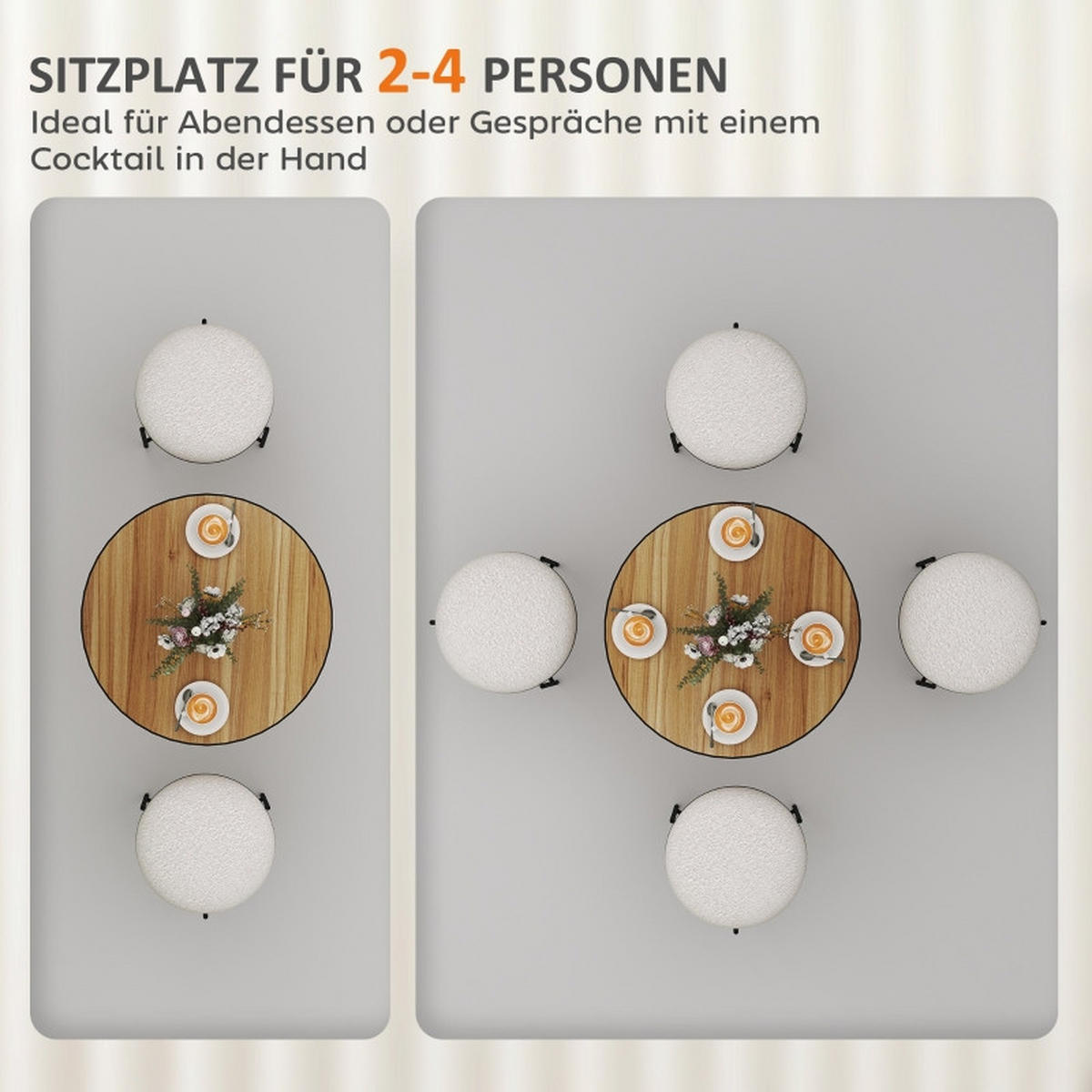 ESSTISCH 70/70/76 cm eiche platzsparend mit stabiler Rundbasis aus Holz - Eichefarben, Holz (70/70/76cm) - OKWISH