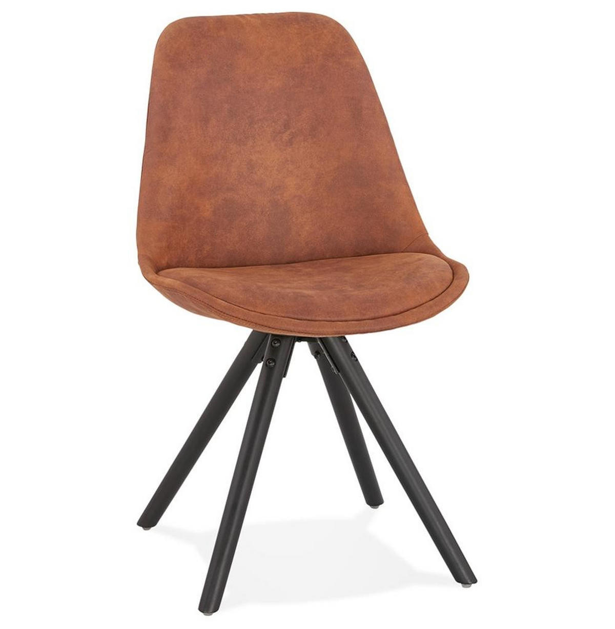 ESSZIMMERSTUHL Mikrofaser mit Buchenholzgestell Skandinavisch mit hoher Rückenlehne, Braun-Schwarz 48x56x84 cm - Schwarz/Braun, Buchenholz/Textil (48/84/56cm) - KADIMA DESIGN