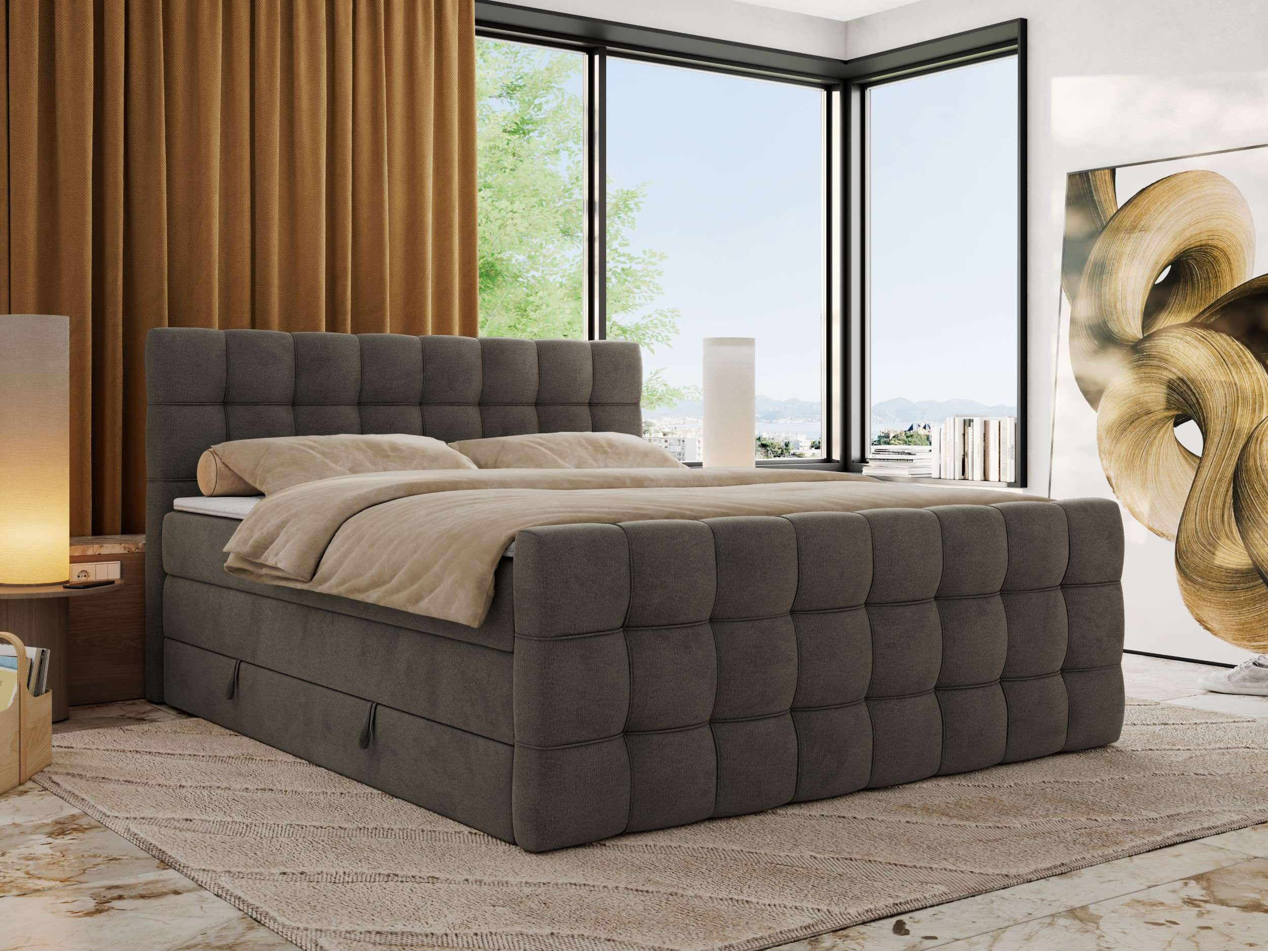 BOXSPRINGBETT ALTIVO KING DUO 120/200 - Dunkelgrau Velvet - H4 - Anthrazit, Textil (120/200cm) - MKS