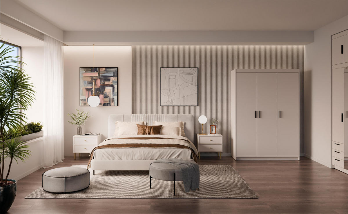 KLEIDERSCHRANK Storicos Beige 133/190,5/53 cm - Modern 3-türig - Beige, Holzwerkstoff/Kunststoff (133/190.5/53cm) - AX Living