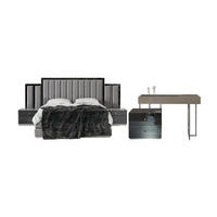 BETTANLAGE Vionera Typ-2 Bett mit Kopfteil 2 Nachttischen und Kommode - Beige, Holzwerkstoff (160/200cm)