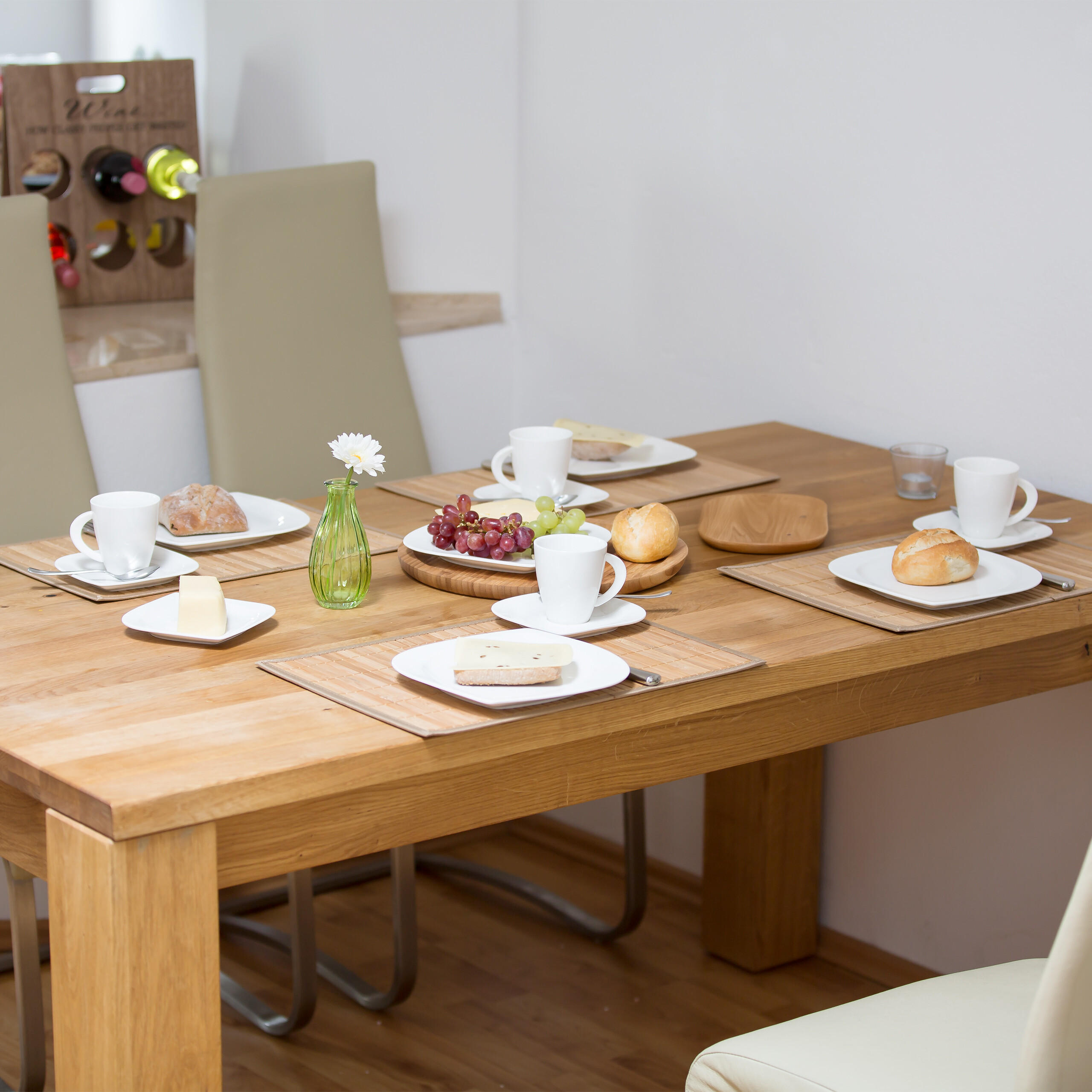 4xTISCHSET - Hellbraun, Holz/Textil (30/45/0.3cm) - Relaxdays