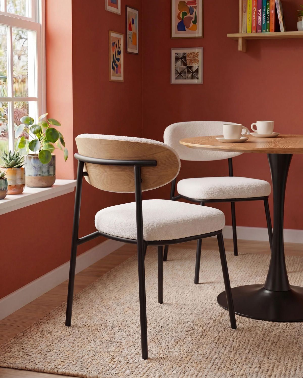 ESSZIMMERSTUHL 2er Set Bouclé Cremeweiß Winton - Creme, Textil (61/78/54cm) - Beliani