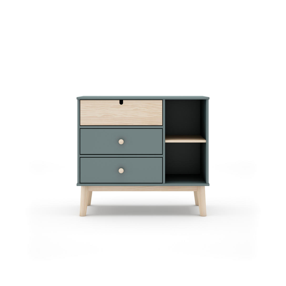 KOMMODE Estefania Grün 90/40/81 cm - Grün, Holz (40/81/90cm) - Calicosy